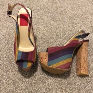 5” multi color sling back heels.. never worn